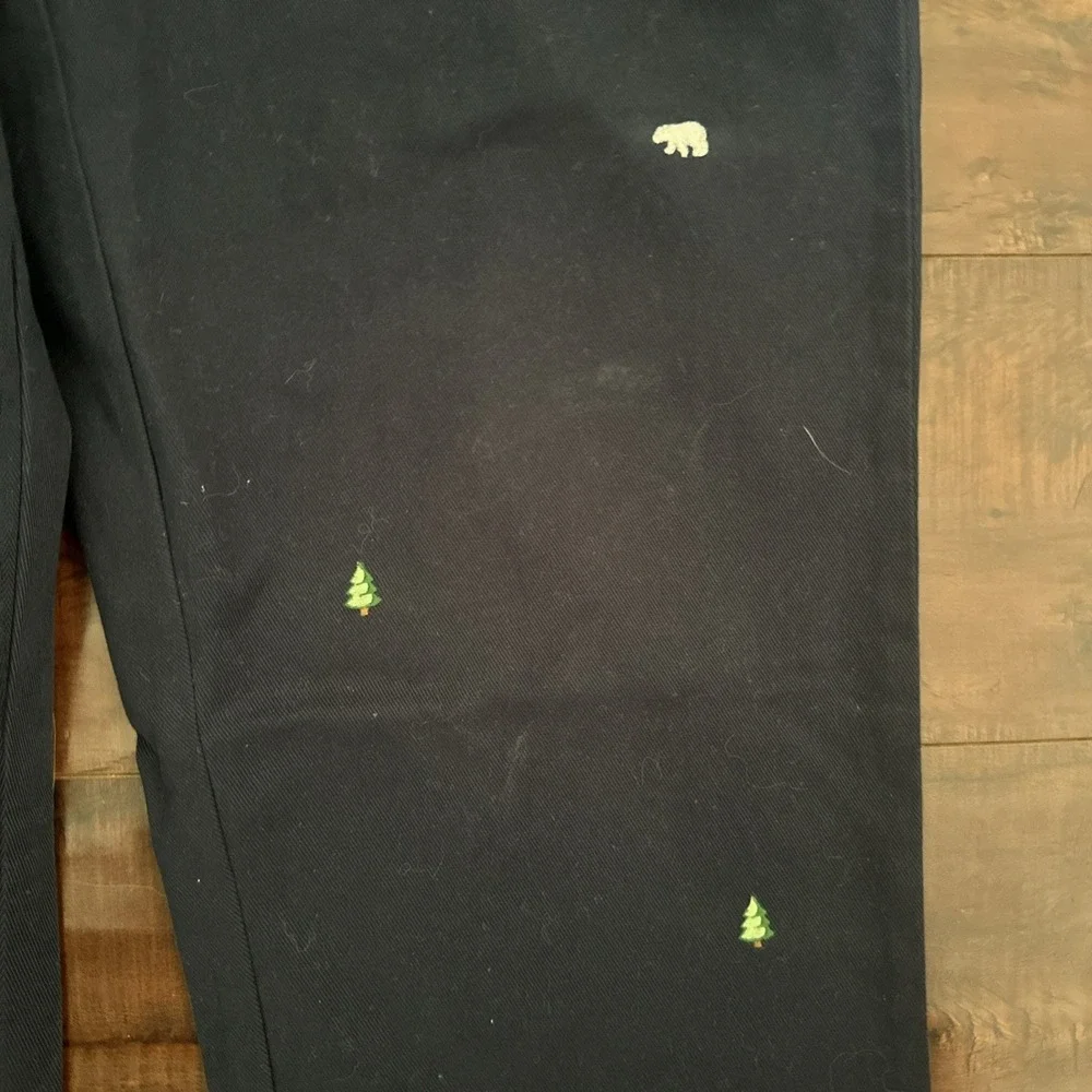 Brooks Brothers Bear And Tree Embroidered Cotton Twill Trousers Sz 36x32